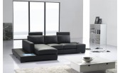 Mini Modern Black Leather Sectional Sofa