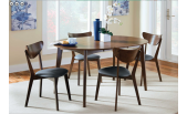 Modern extendable dark walnut finish round dining table