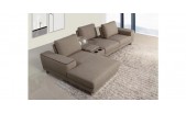 1374 - Modern Fabric Sectional Sofa with Beverage Console and Adjustable Backrests - GE
