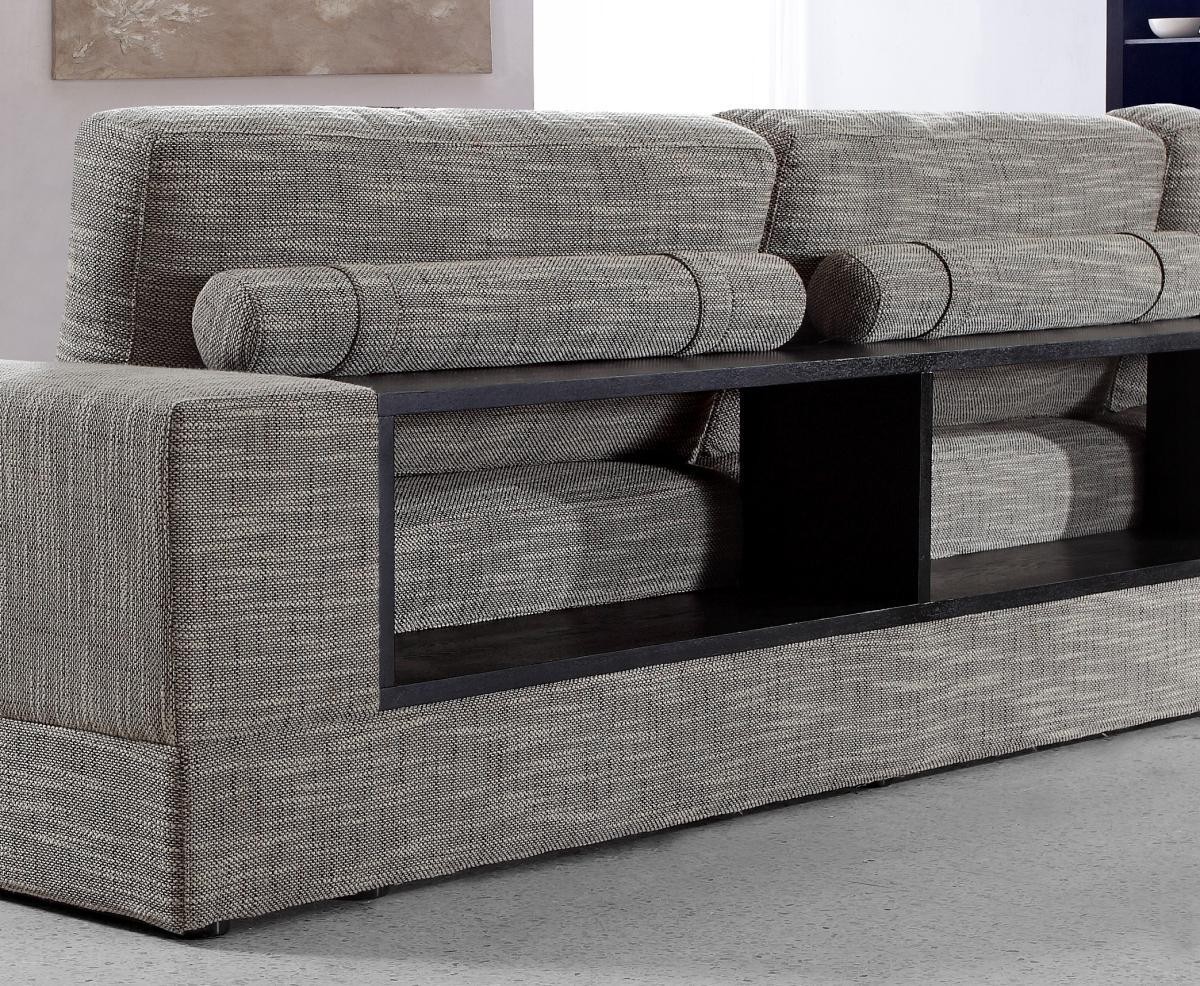 Anthem - Grey/Brown Fabric Modern Sectional with Wood Shelves Star