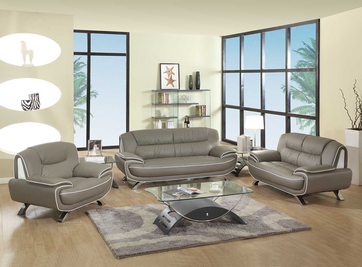 504 Modern Italian Leather Sofa Set Beige Leather Sofa sets Living