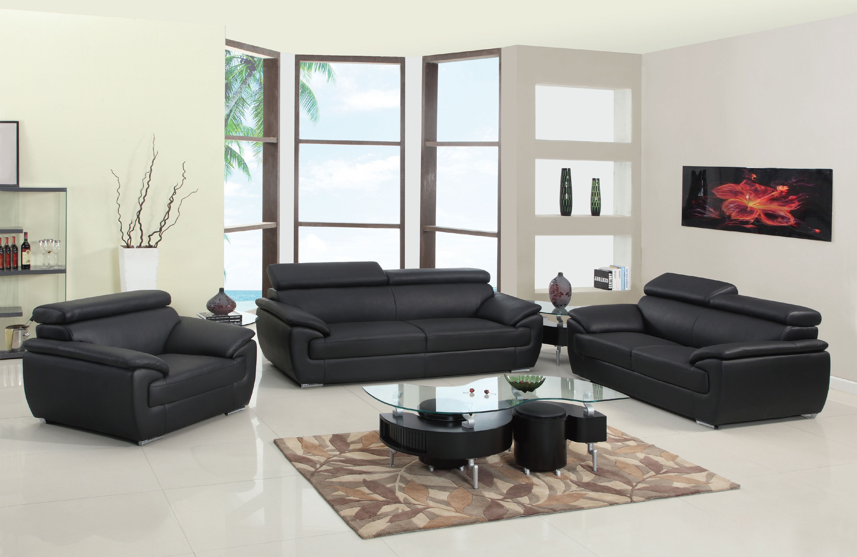 1754 Leather sofa set available in many colors - Leather Sofa sets