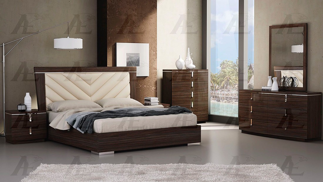 Brown Bedroom set with PU Headboard EA03 - Modern - Bedroom Star Modern ...