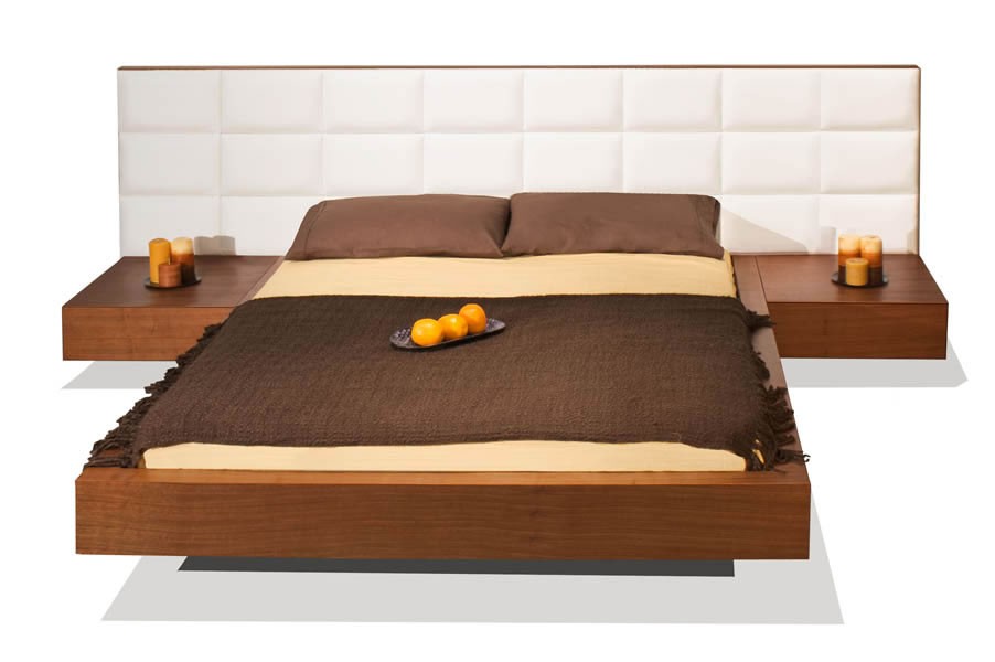 Platform bed with shop side tables attached