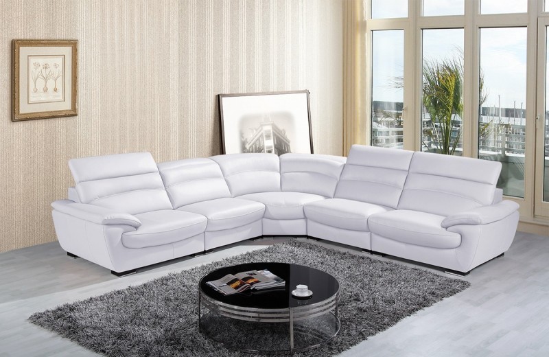 Ana Modern White Leather Sectional - Leather Sectionals - Living Room ...