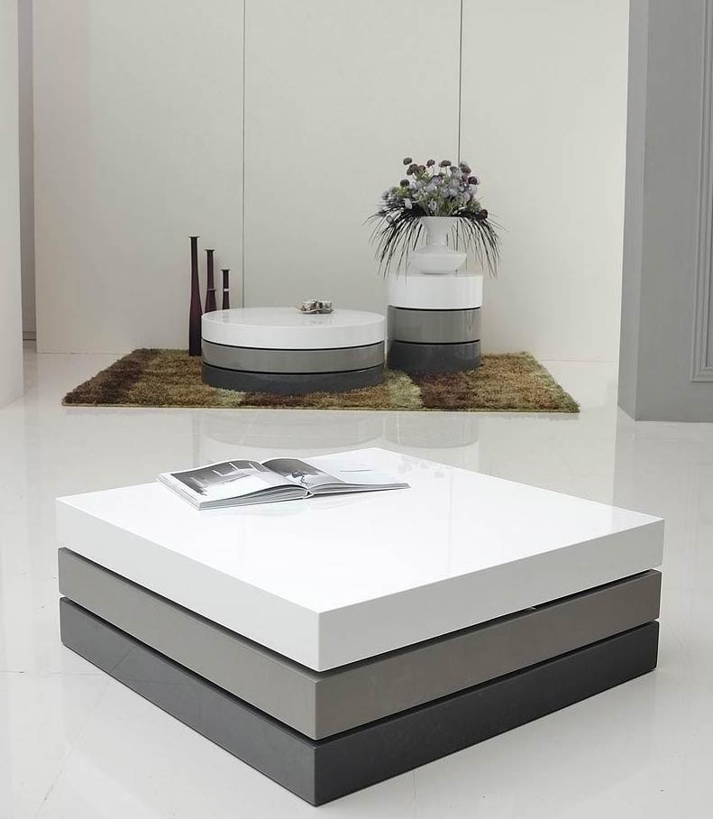 T2 - Lacquer 3 - Tone Modern Square Coffee Table - Coffee & End Tables ...